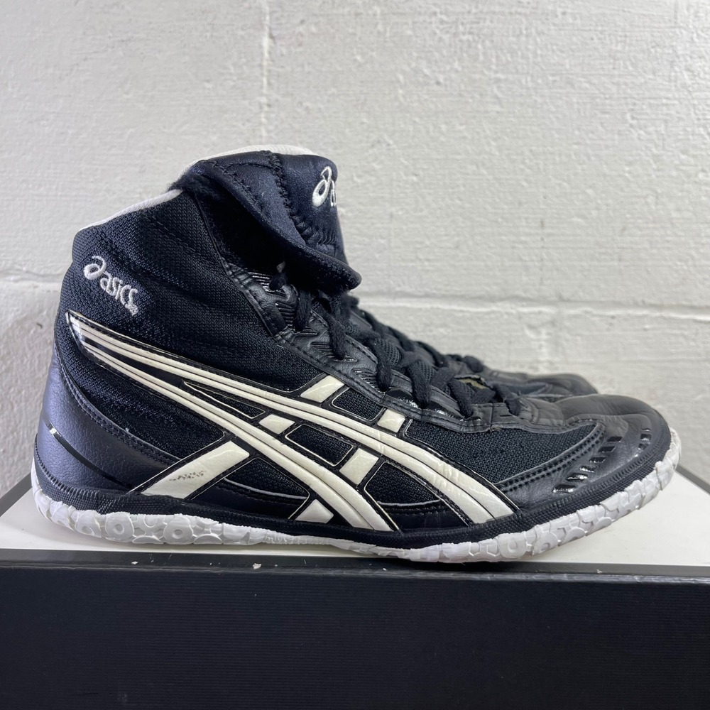 ASICS Fuerte JY503‎ Wrestling Shoes Black White Sneaker Lace up Men's 9.5 US
